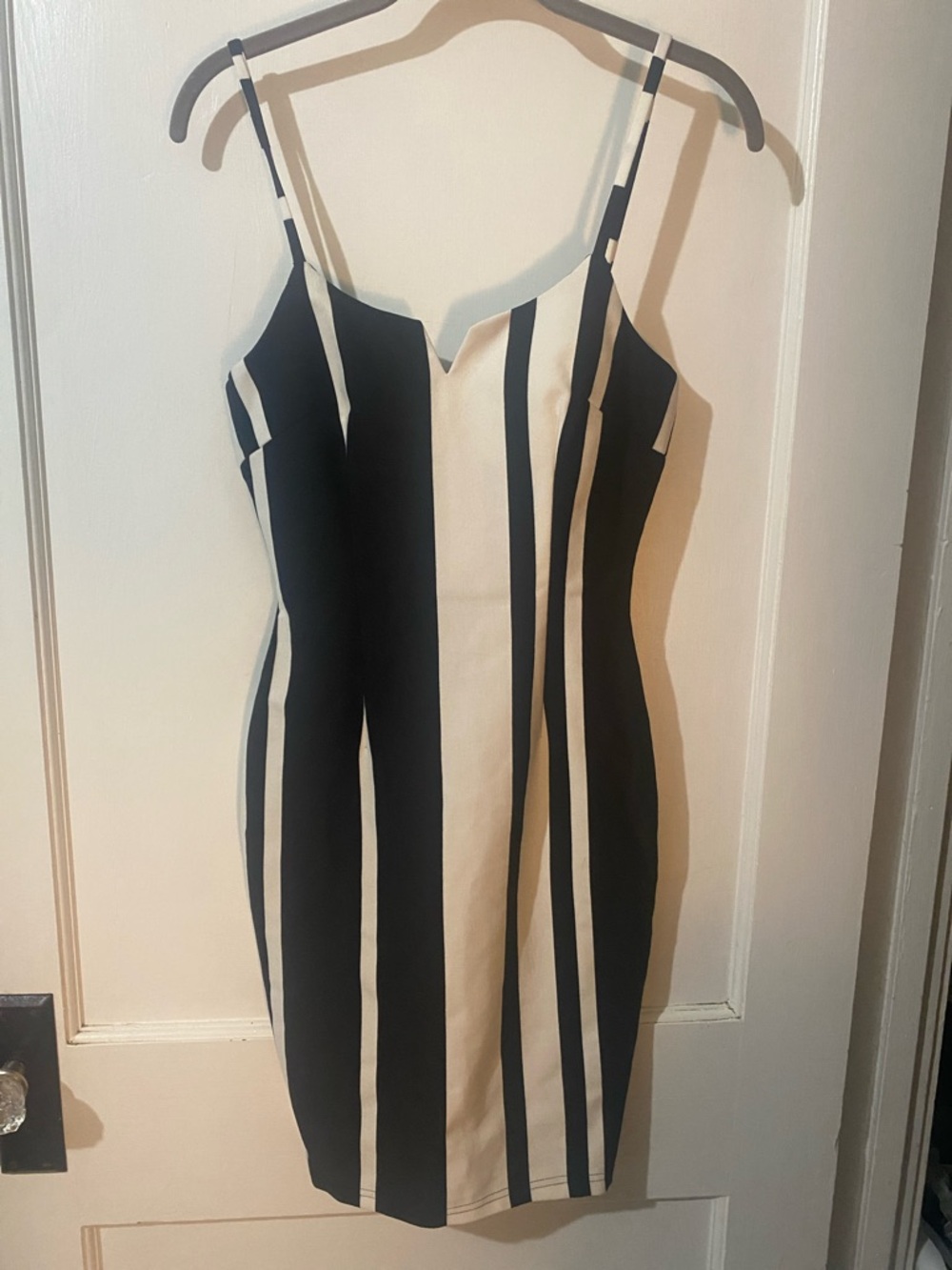 privy Black & Cream Striped Spaghetti-Strap Mini Dress